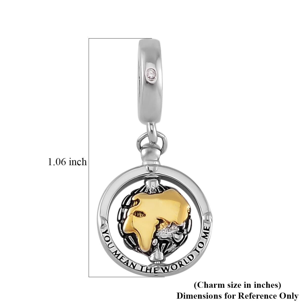 Simulated Diamond The Earth Charm in 14K Yellow Gold Over Sterling Silver image number 4