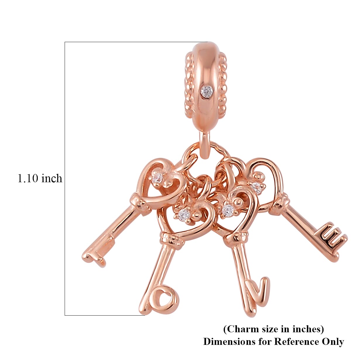 Simulated Diamond The Love Key Charm in 14K Rose Gold Over Sterling Silver image number 3