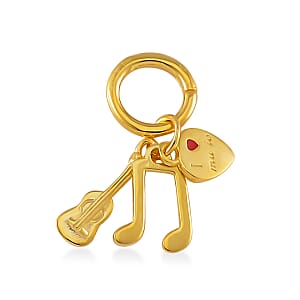 Enameled I Love Music Charm in 14K Yellow Gold Over Sterling Silver