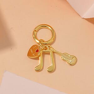 Enameled I Love Music Charm in 14K Yellow Gold Over Sterling Silver