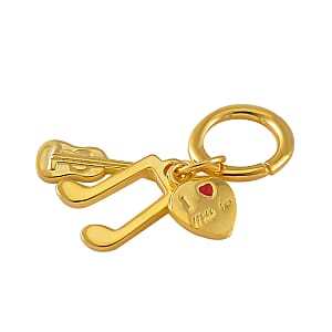 Enameled I Love Music Charm in 14K Yellow Gold Over Sterling Silver