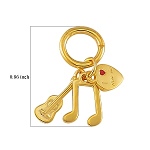 Enameled I Love Music Charm in 14K Yellow Gold Over Sterling Silver