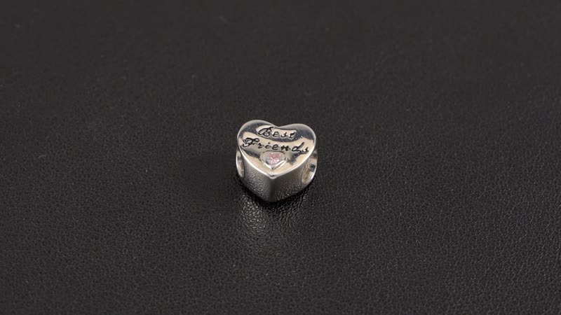 Simulated Pink Diamond Best Friend Charm in Rhodium Over Sterling Silver 0.05 ctw