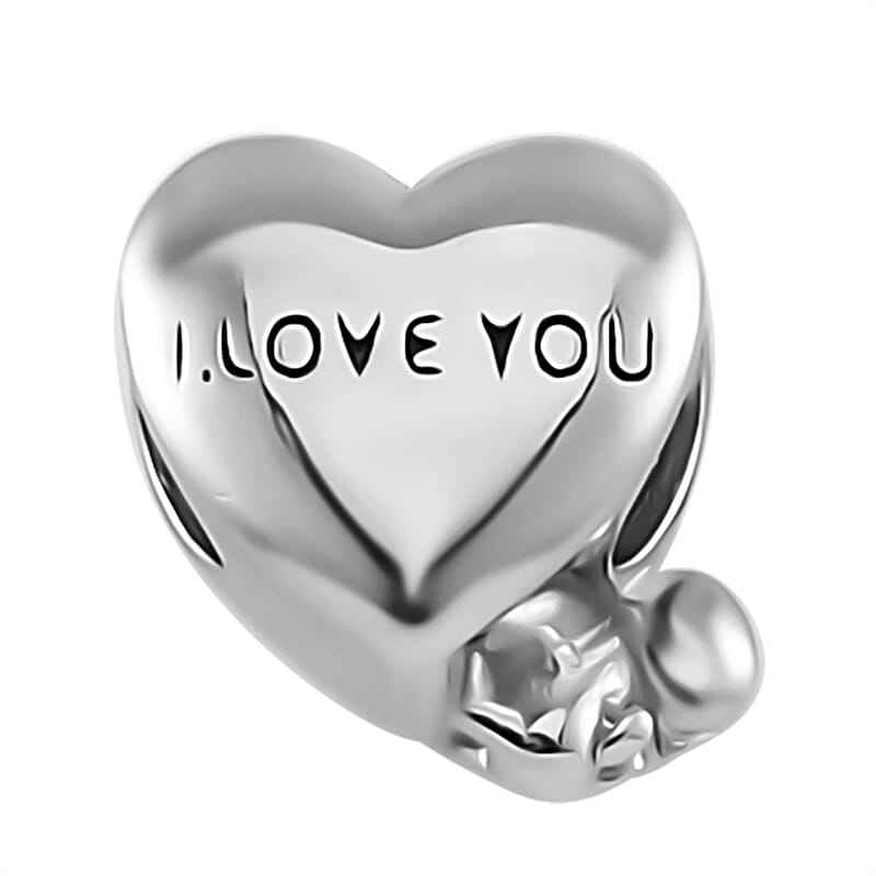 Mom Love Charm in Rhodium Over Sterling Silver 2.50 Grams