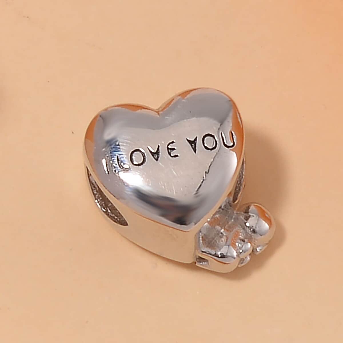 Mom Love Charm in Rhodium Over Sterling Silver (2.50 g) image number 1