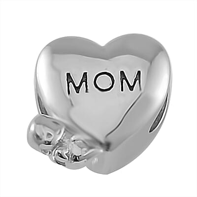 Mom Love Charm in Rhodium Over Sterling Silver 2.50 Grams