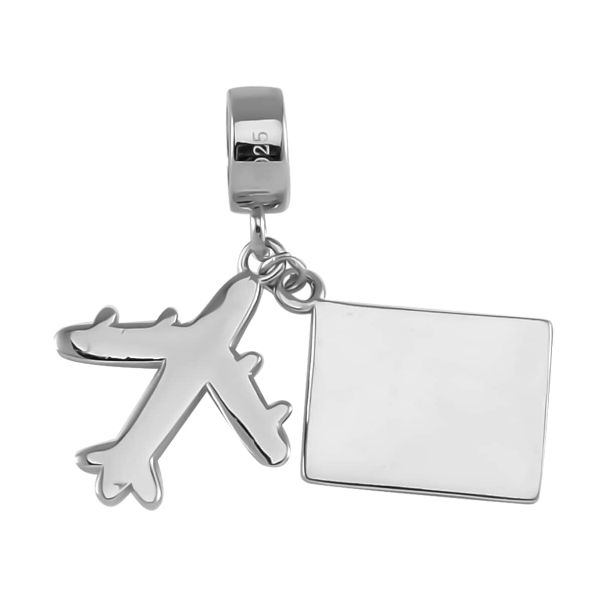 Passport Airplane Charm in Rhodium Over Sterling Silver 3.25 Grams image number 3