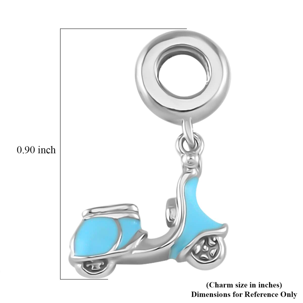 Blue Enameled Baby Toy Car Charm in Rhodium Over Sterling Silver 2.65 Grams image number 3