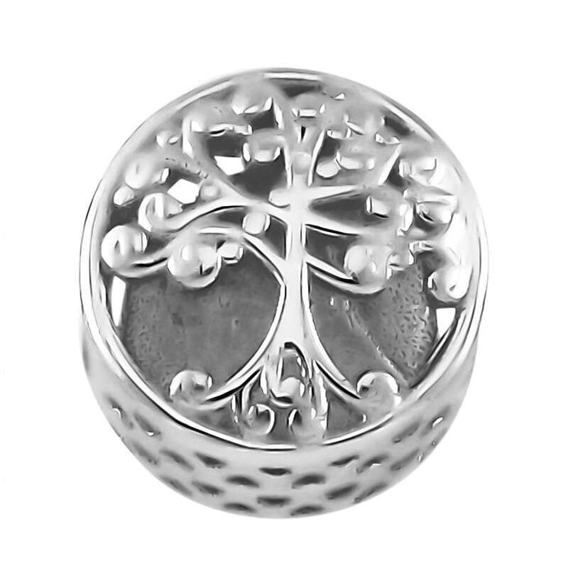 Plain Tree to Life Charm in Rhodium Over Sterling Silver 1.75 Grams