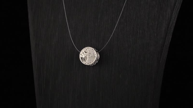 Plain Tree to Life Charm in Rhodium Over Sterling Silver 1.75 Grams