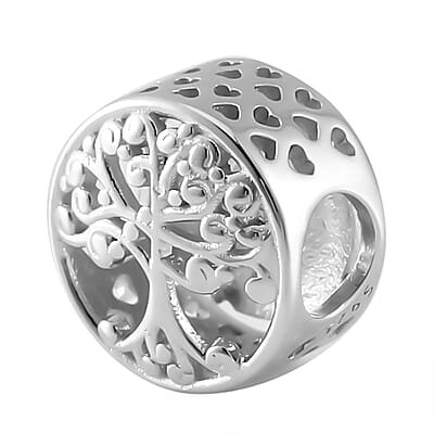 Plain Tree to Life Charm in Rhodium Over Sterling Silver 1.75 Grams