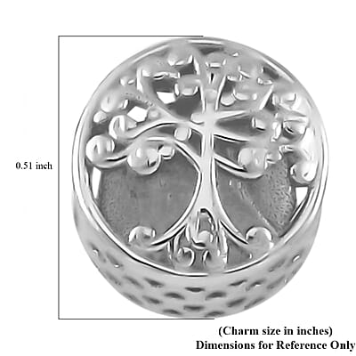 Plain Tree to Life Charm in Rhodium Over Sterling Silver 1.75 Grams