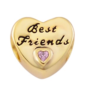Simulated Pink Diamond Best Friend Charm in 14K Yellow Gold Over Sterling Silver