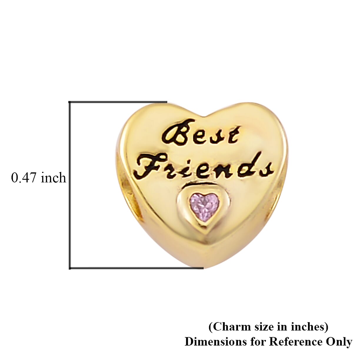 Simulated Pink Diamond Best Friend Charm in 14K Yellow Gold Over Sterling Silver