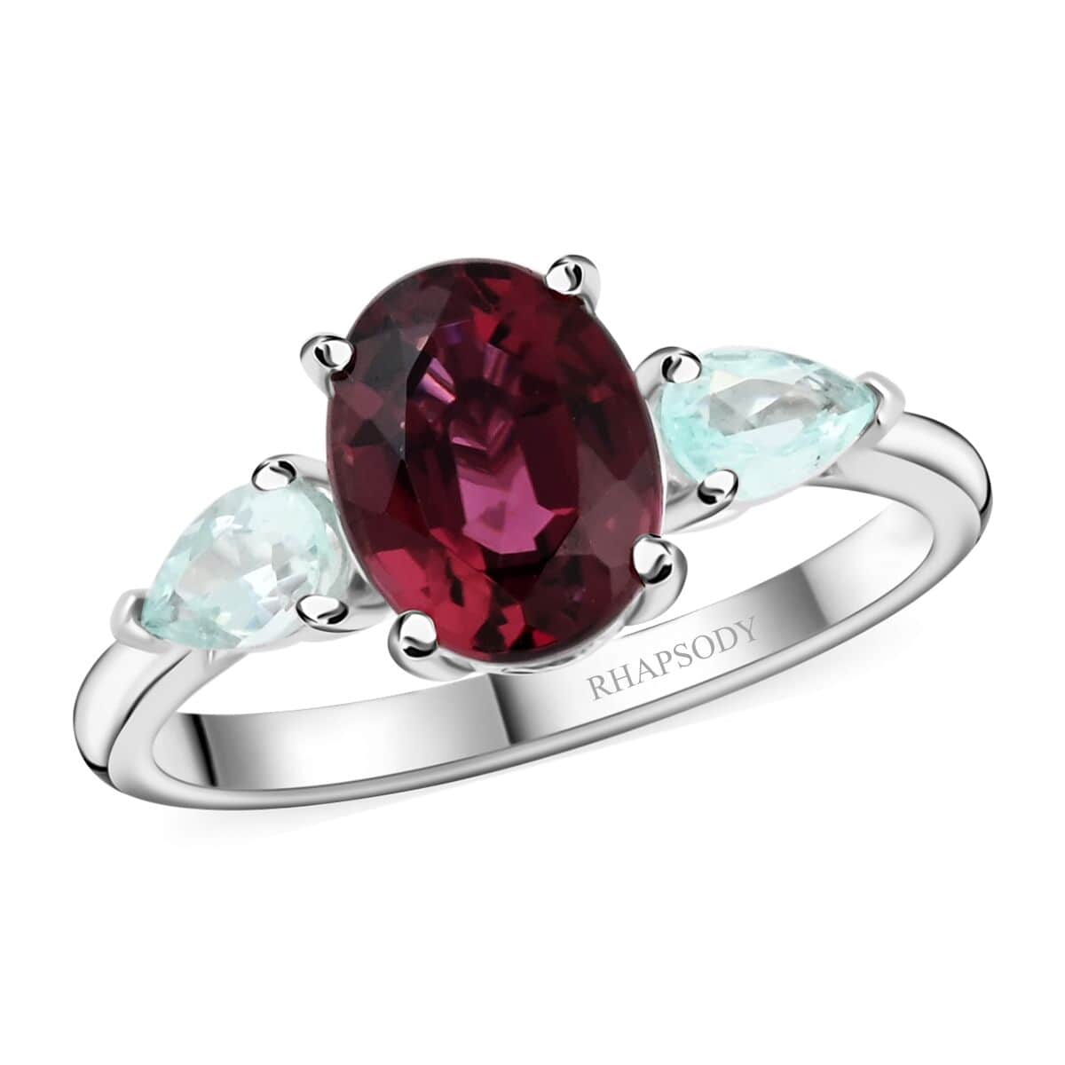Certified & Appraised Rhapsody 950 Platinum AAAA Ouro Fino Rubellite and Paraiba Tourmaline Ring (Size 10.0) 5.15 Grams 2.75 ctw image number 0
