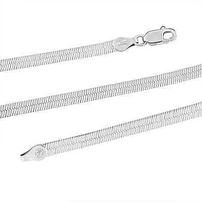 Rhodium Over Sterling Silver Herringbone Chain Necklace 18 Inches 9.50 Grams