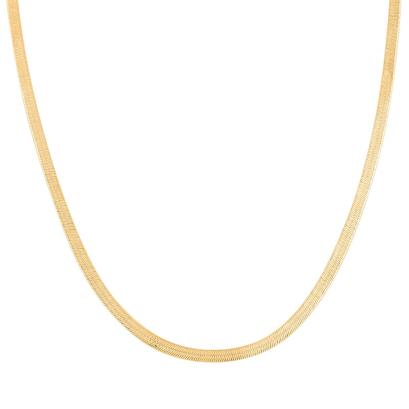 14K Yellow Gold Over Sterling Silver Herringbone Chain Necklace 18 Inches 9.50 Grams