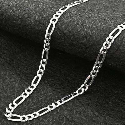 Sterling Silver Figaro Concave Chain Necklace 24 Inches 10 Grams