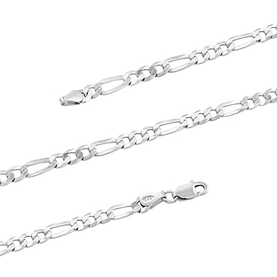 Sterling Silver Figaro Concave Chain Necklace 24 Inches 10 Grams