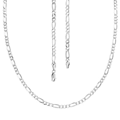 Sterling Silver Figaro Concave Chain Necklace 24 Inches 10 Grams