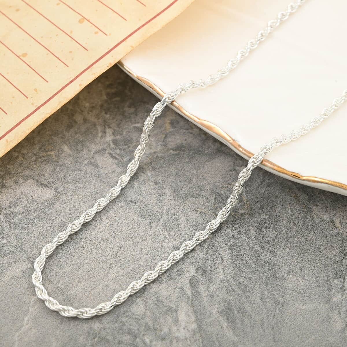 Sterling Silver Rope Necklace 24 Inches 8.90 Grams image number 1