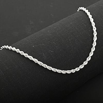Rope Necklace in Sterling Silver 9.0 Grams 24 Inches