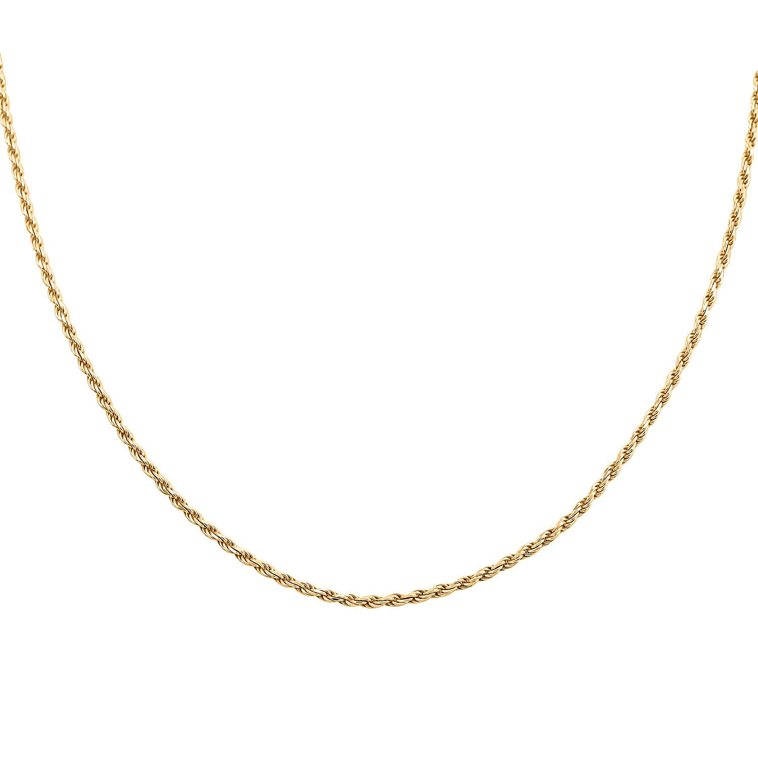 Rope Necklace in 14K Yellow Gold Over Sterling Silver 24 Inches 9.0 Grams