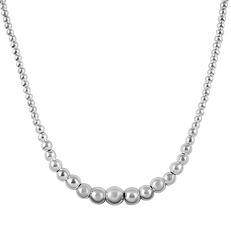 Italian Bead Sterling Silver Necklace 18 Inches 22.40 Grams
