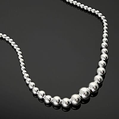 Italian Bead Sterling Silver Necklace 18 Inches 22.40 Grams