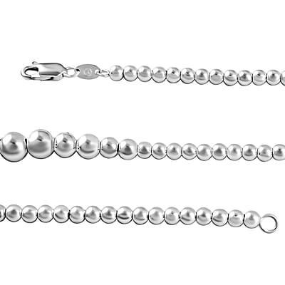 Italian Bead Sterling Silver Necklace 18 Inches 22.40 Grams