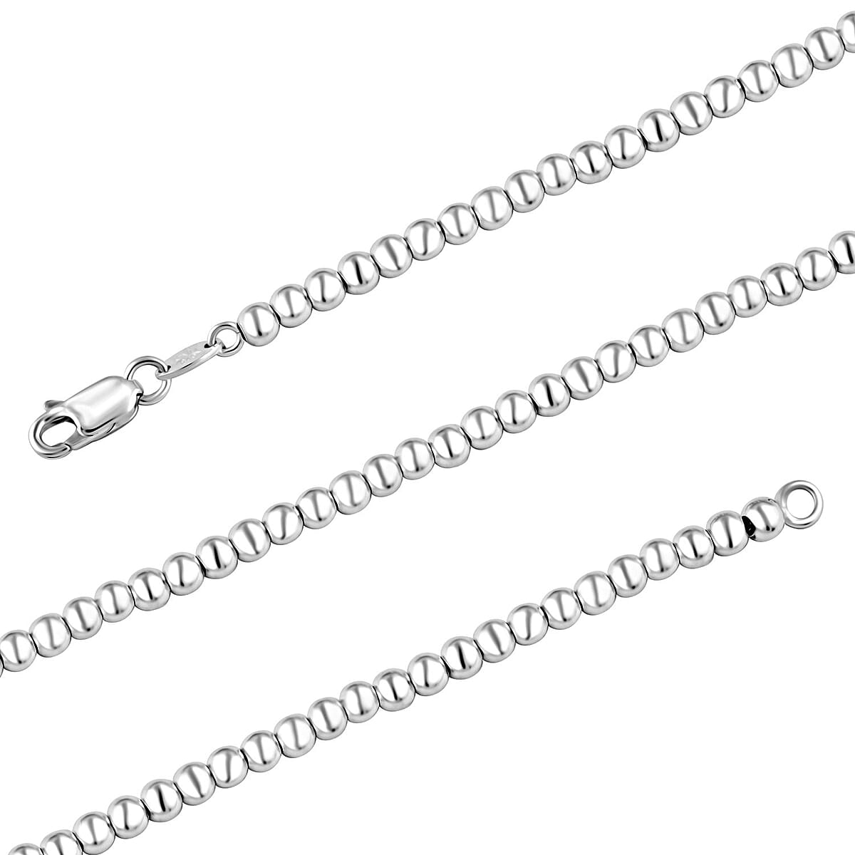 Sterling Silver Beaded Necklace 18 Inches 15.80 Grams image number 2