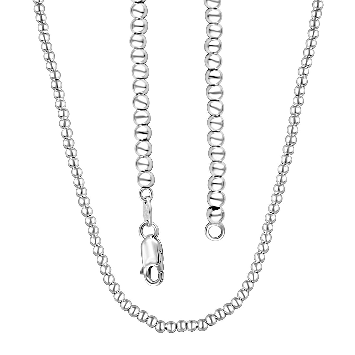Sterling Silver Beaded Necklace 18 Inches 15.80 Grams image number 3