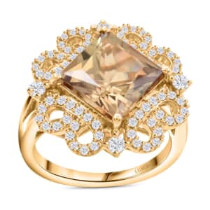 Certified & Appraised Luxoro AAA Turkizite and I2 Diamond 4.75 ctw Ring in 14K Yellow Gold (Size 10.0) 6.35 Grams