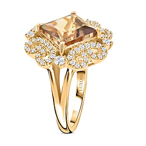 Certified & Appraised Luxoro AAA Turkizite and I2 Diamond 4.75 ctw Ring in 14K Yellow Gold (Size 10.0) 6.35 Grams