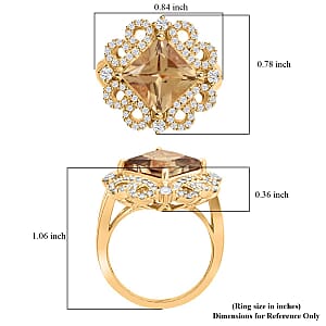 Certified & Appraised Luxoro AAA Turkizite and I2 Diamond 4.75 ctw Ring in 14K Yellow Gold (Size 10.0) 6.35 Grams