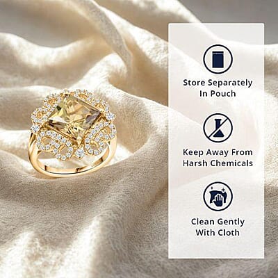 Certified & Appraised Luxoro AAA Turkizite and I2 Diamond 4.75 ctw Ring in 14K Yellow Gold (Size 10.0) 6.35 Grams