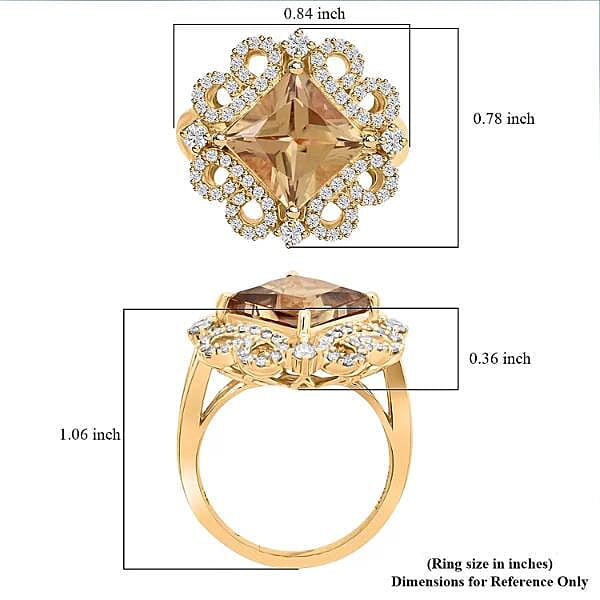 Certified & Appraised Luxoro AAA Turkizite and I2 Diamond 4.75 ctw Ring in 14K Yellow Gold (Size 10.0) 6.35 Grams