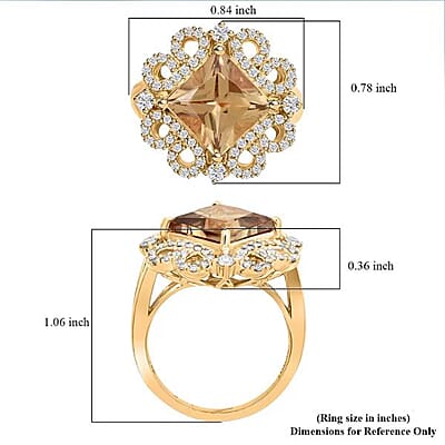 Certified & Appraised Luxoro AAA Turkizite and I2 Diamond 4.75 ctw Ring in 14K Yellow Gold (Size 10.0) 6.35 Grams