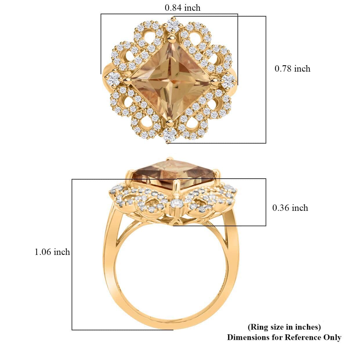 Certified & Appraised Luxoro AAA Turkizite and I2 Diamond 4.75 ctw Ring in 14K Yellow Gold (Size 7.0) 6.35 Grams image number 3