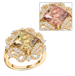Certified & Appraised Luxoro AAA Turkizite and I2 Diamond 4.75 ctw Ring in 14K Yellow Gold (Size 9.0) 6.35 Grams