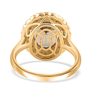 Certified & Appraised Luxoro AAA Turkizite and I2 Diamond 5.05 ctw Double Halo Ring in 14K Yellow Gold (Size 10.0) 4.90 Grams (Del. in 10-15 Days) 