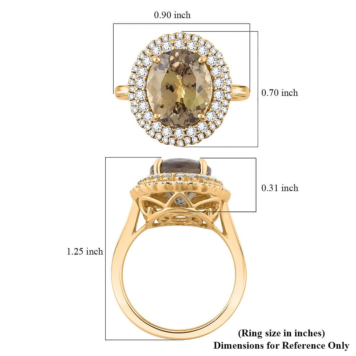 Certified & Appraised Luxoro 14K Yellow Gold AAA Turkizite and I2 Diamond Double Halo Ring (Size 10.0) 4.90 Grams 5.05 ctw