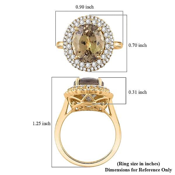 Certified & Appraised Luxoro AAA Turkizite and I2 Diamond 5.05 ctw Double Halo Ring in 14K Yellow Gold (Size 10.0) 4.90 Grams (Del. in 10-15 Days)