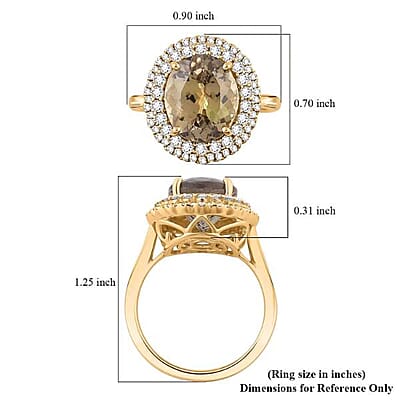 Certified & Appraised Luxoro AAA Turkizite and I2 Diamond 5.05 ctw Double Halo Ring in 14K Yellow Gold (Size 10.0) 4.90 Grams