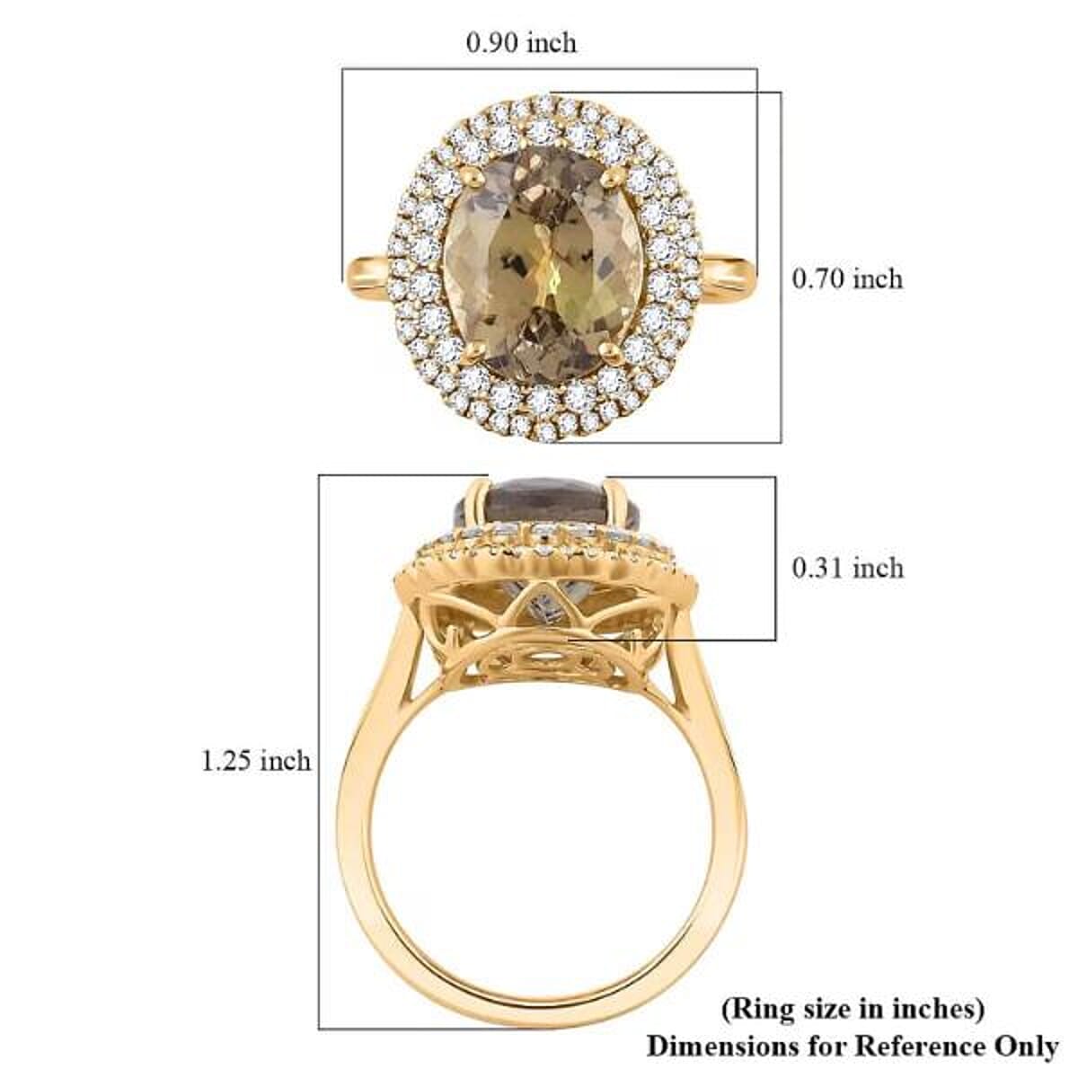 Certified & Appraised Luxoro AAA Turkizite and I2 Diamond 5.05 ctw Double Halo Ring in 14K Yellow Gold (Size 6.0) 4.90 Grams  image number 5