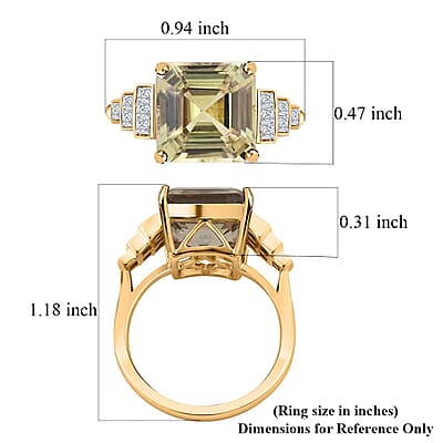 Certified & Appraised Luxoro Asscher Cut AAA Turkizite and I2 Diamond 5.40 ctw Ring in 14K Yellow Gold (Size 10.0)