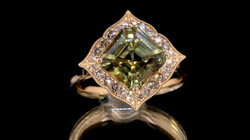 Certified & Appraised Luxoro 14K Yellow Gold Asscher Cut AAA Turkizite and I2 Diamond Ring (Size 10.0) 4.63 Grams 4.55 ctw