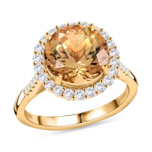 Certified & Appraised 14K Yellow Gold AAA Turkizite and I2 Diamond Halo Ring (Size 10.0) 4.31 Grams 5.25 ctw