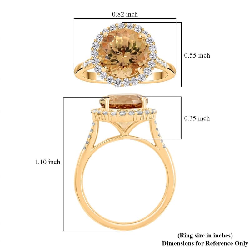 Certified & Appraised AAA Turkizite and I2 Diamond 5.25 ctw Halo Ring in 14K Yellow Gold (Size 5.5) 4.31 Grams