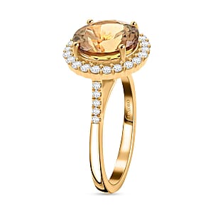 Certified & Appraised AAA Turkizite and I2 Diamond 5.25 ctw Halo Ring in 14K Yellow Gold (Size 6.0) 4.31 Grams (Del. in 10-15 Days) 